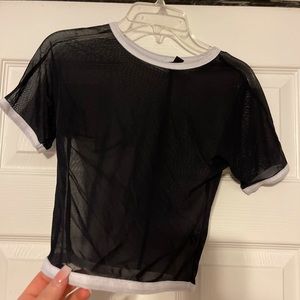 Black mesh going out crop top